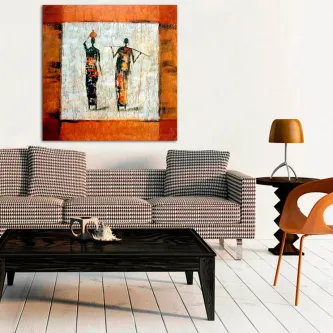 O Quadro Masai é uma obra imponente que nos envolve com a sua atmosfera tribal, repleta de cor e energia que nos remete para as culturas africanas ancestrais.