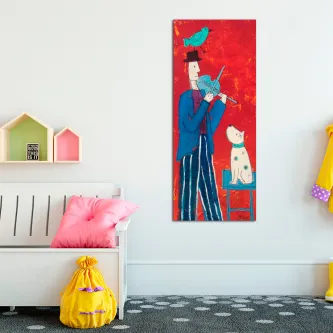Um quadro pintado com a magia de um violino, para criar uma obra de arte que expressa sentimentos profundos.