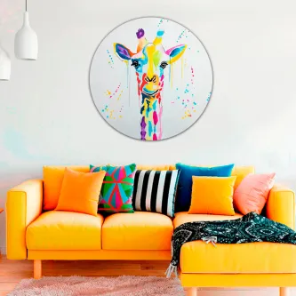 Cores bonitas que giram ao redor assim é o quadro Girafa. Quem não se encanta com tamanha beleza.