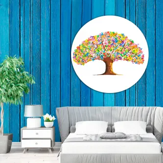 A beleza da Natureza criada à nossa volta: o Quadro Árvore Redonda com flores é uma representação dessa magia.