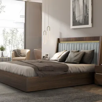 Um lugar para descansar e recarregar energias a cama de casal Luanda, com design moderno e elegante, é o cenário perfeito para um sono reparador.