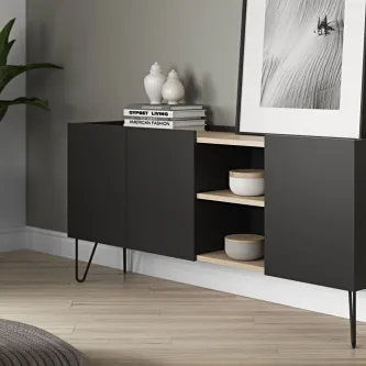 O aparador Nina é a peça perfeita para acrescentar charme e estilo à sua sala. Seu design moderno, além de ser funcional, é ideal para completar o seu ambiente.