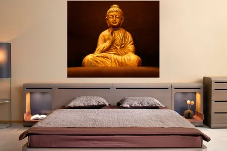 Quadro Grande Buda Dourado