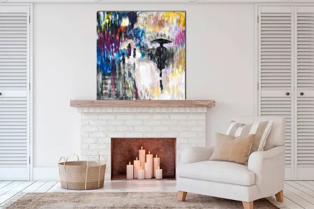 Quadro Homem de Guarda Chuva