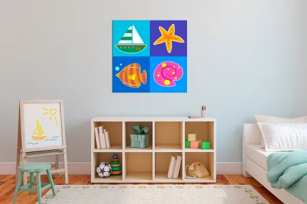 Quadro Ícones Marinhos