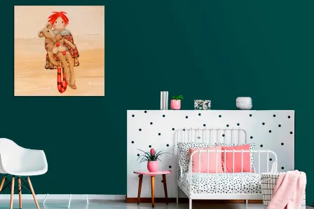 Quadro Menino e Urso de Peluche