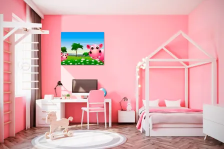 Quadro Hipopótamos Rosa