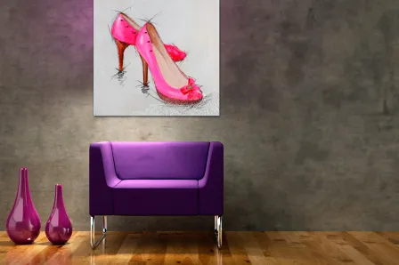Quadro Sapato Rosa Intenso