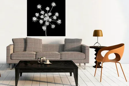 Quadro Flor Branco e Preto