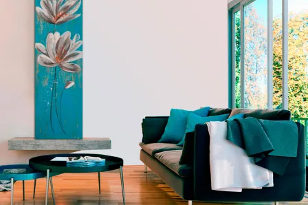 Quadro Branco em Fundo Azul