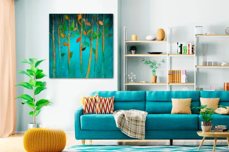 Quadro Raminhos em Fundo Azul