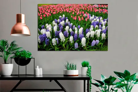 Quadro Campo de Flores Rosa e Azul