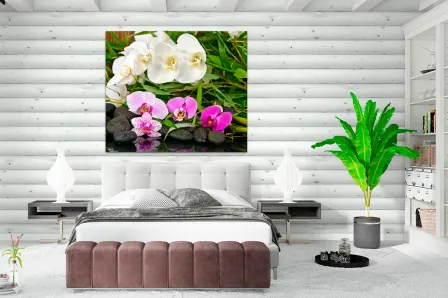 Quadro Orquídeas Brancas e Violeta