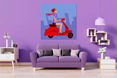 Quadro Girl e Vespa Vermelha