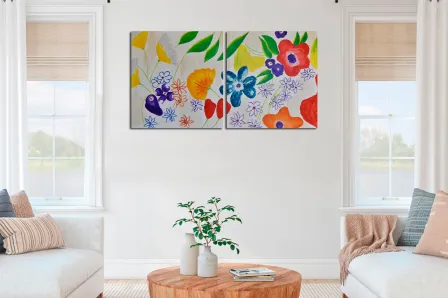 Quadro Díptica de Flores