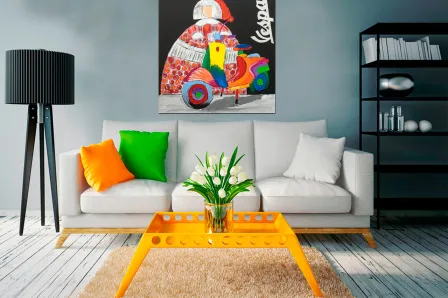 Quadro menina vermelha com vespa