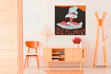 Quadro Menina moderna pintando uma flor