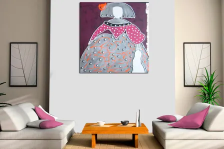 Quadro fúcsia moderna da menina