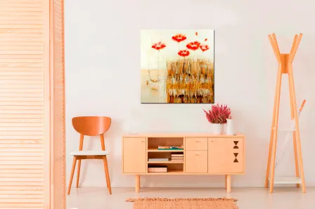 Pintura de flores vermelhas