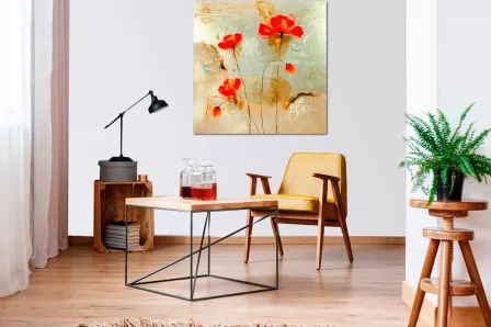 Quadro de flores vermelhas