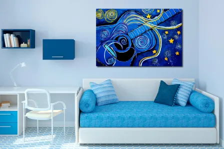 Quadro de guitarra azul