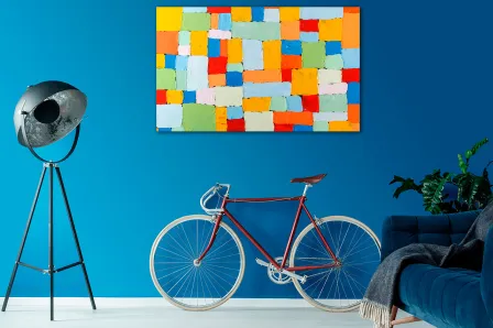 Quadro abstrata quadrados coloridos