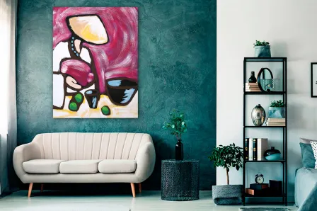 Quadro oriental pintando com vaso