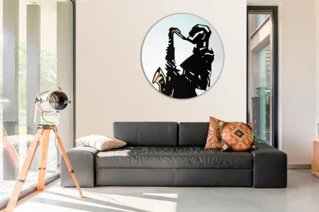Pintura redonda de músico 2