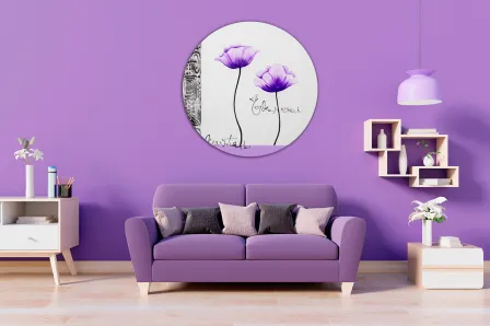 Quadro de flor roxa redonda