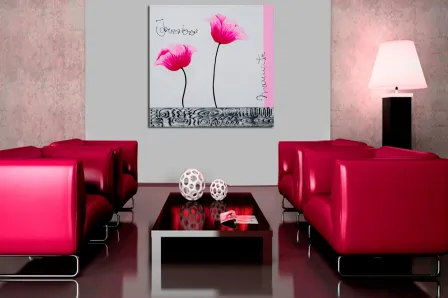 Pintura de flores fúcsia