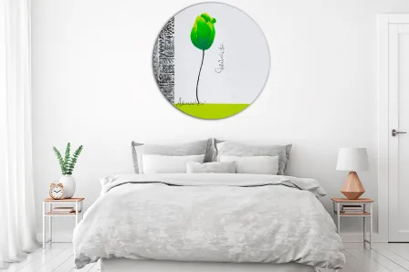Quadro de flores verdes redondas