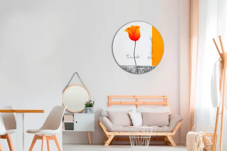 Quadro de flor amarela redonda