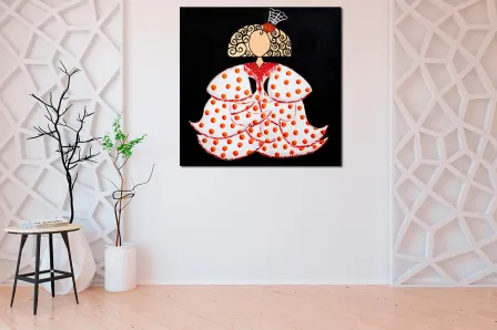 Pintura de menina flamenca vermelha