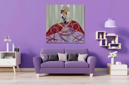 Quadro Menina pintando saia roxa