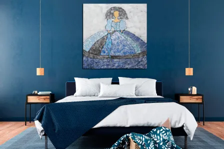 Pintura de lenço azul menina