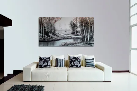 Quadro de paisagem em cinza