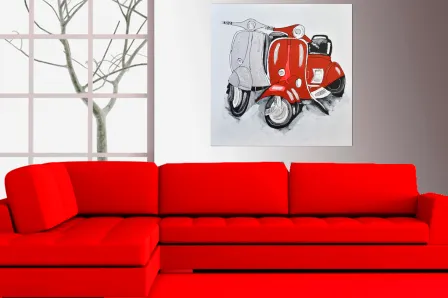 Quadro de scooter vermelho e cinza