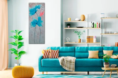 Pintura de flores azuis