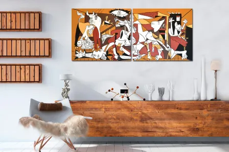 Pintura Díptico marrom Guernica