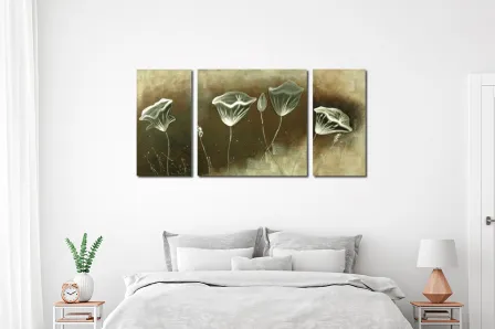 Pintura de flores tríptico