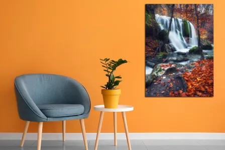 Cachoeira de pintura de paisagem na floresta