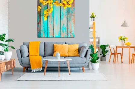 Pintura de flores amarelas