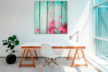 Pintura de flores rosa