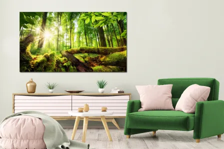 Pintura de floresta exuberante