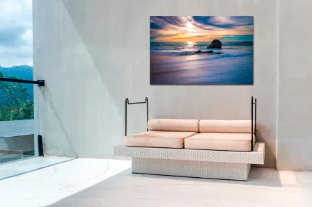 Por do sol no mar pintura