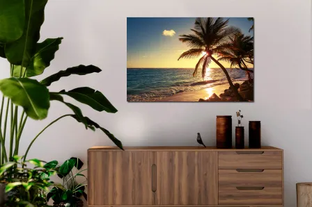 Pintura de praia paradisíaca