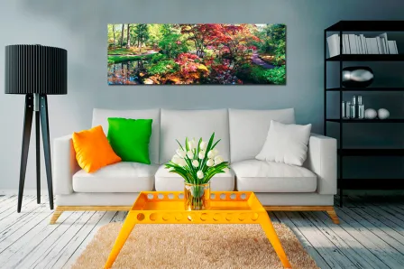 Pintura japonesa de paisagens florestais