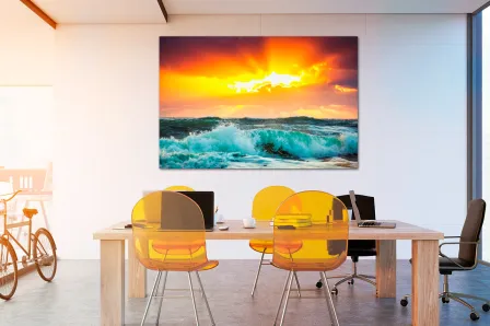 Por do sol no mar pintura