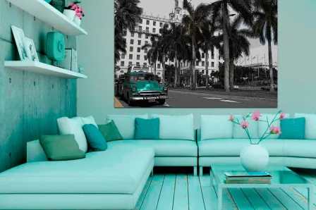 Caixa verde do carro em Cuba