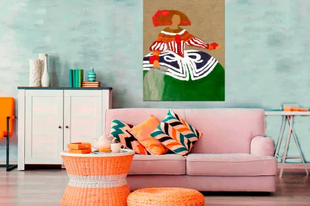 Menina saia verde pintura